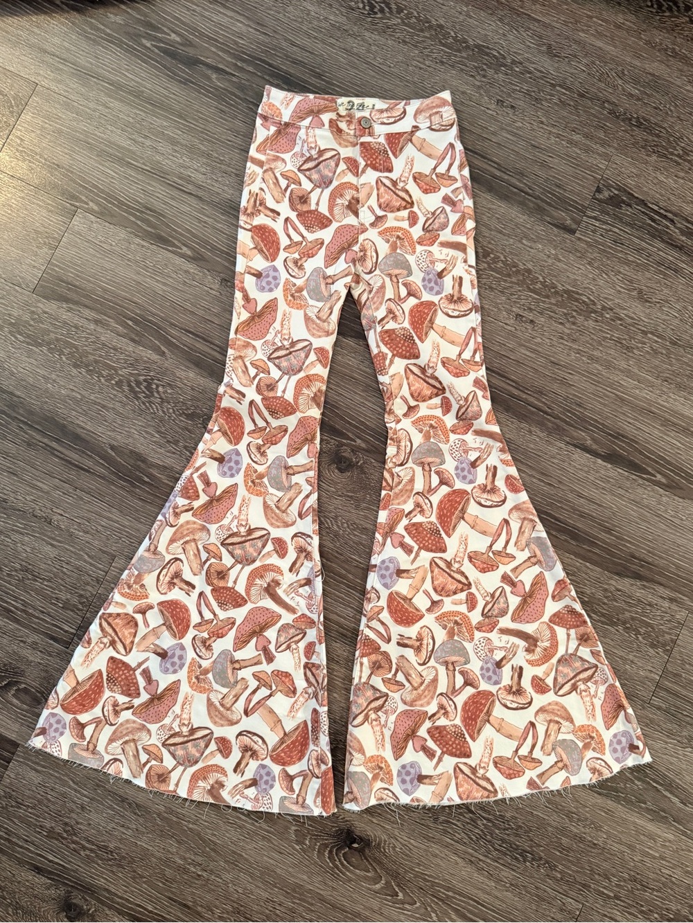 Free People Just Float On Flare Jeans Mushroom Print New